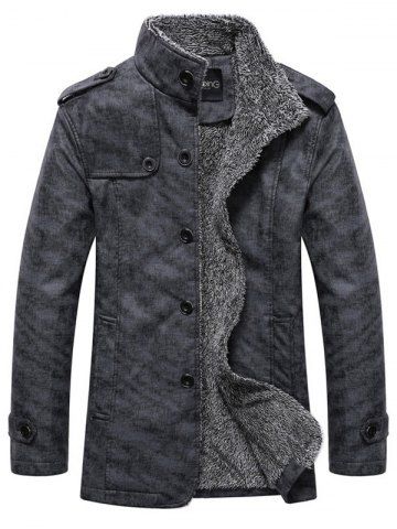 [49% OFF] Stand Collar Single-Breasted Epaulet Embellished Jacket | Rosegal