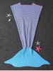 Couverture Enveloppante Sirène Tricotée Épaisse à Petits Pois Canapé pour Enfants - Bleu 