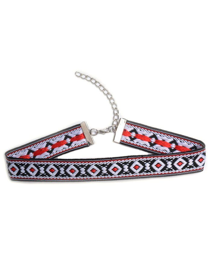 

Square Embroidered Choker Necklace, Colormix