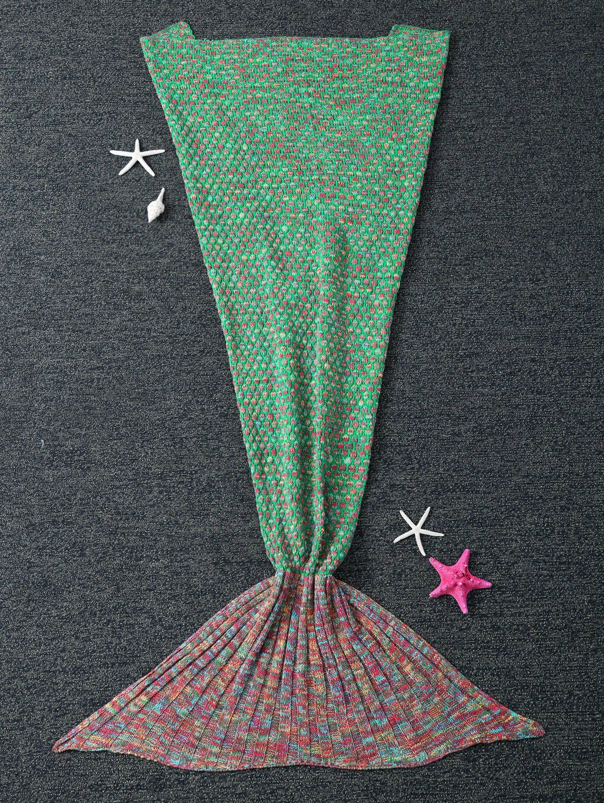Fashion Polka Dot Design Bed Sleeping Bag Knitted Wrap Sofa Mermaid Blanket  