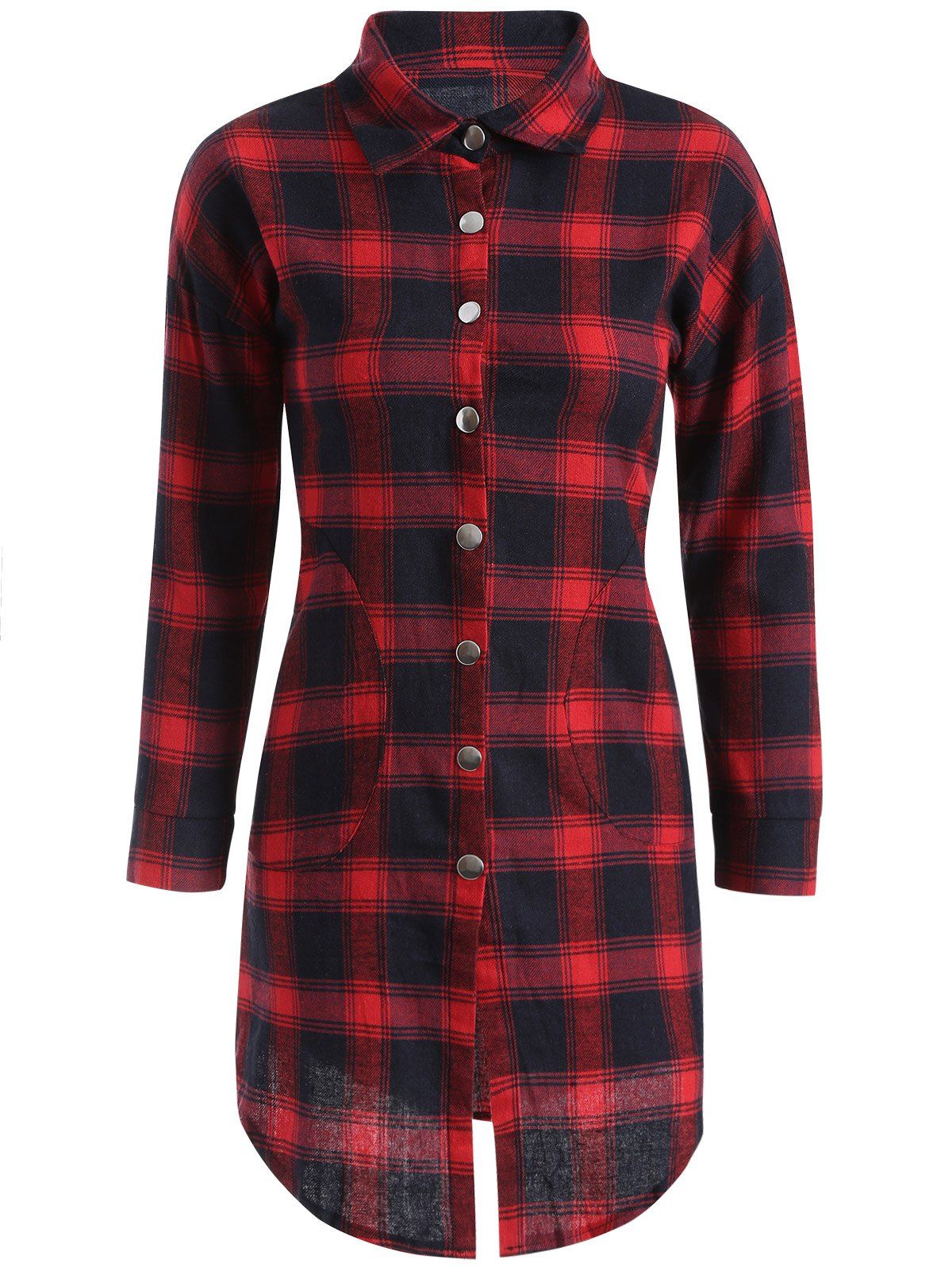 56 OFF Button Up Plaid Long Flannel Shirt Rosegal