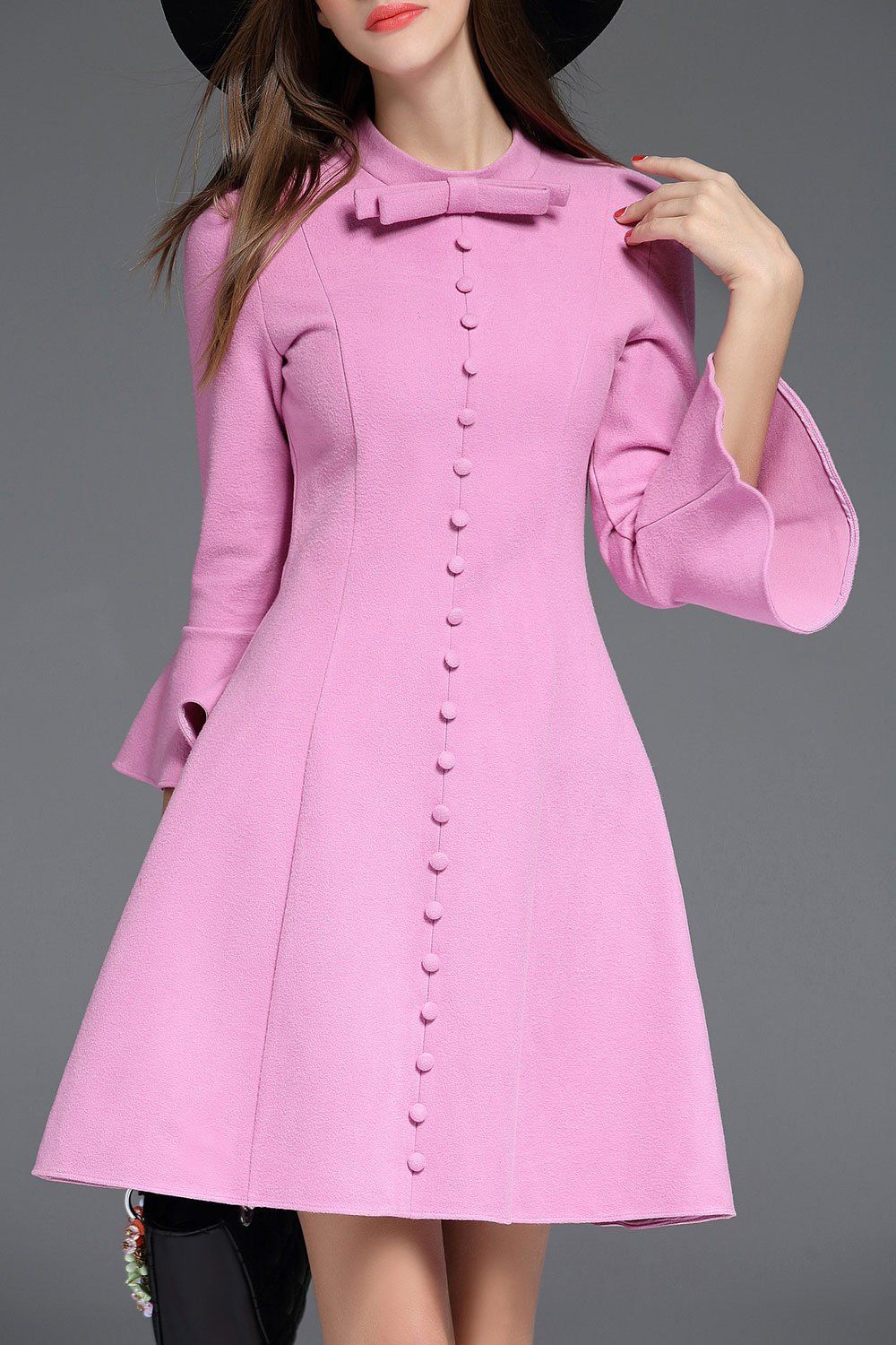 [ 58% OFF ] 2018 Bow Collar Bell Bottom Sleeve Dress In Light Purple Xl ...