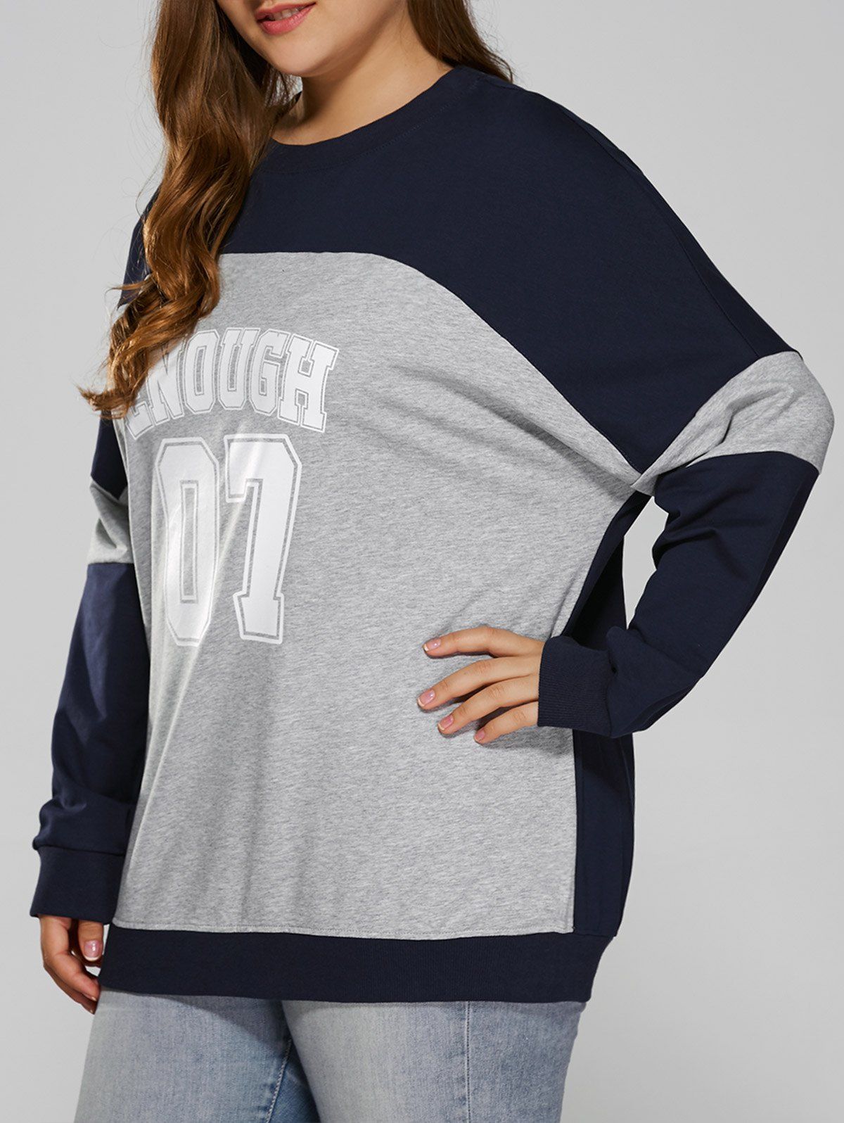 

Color Block Plus Size Sweatshirt, Blue+gray