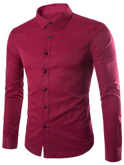 

Plus Size Slimming Long Sleeve Shirt, Wine red