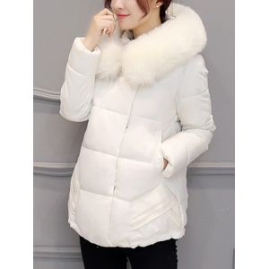 Slim Faux Fur Collar Puffer Jacket
