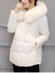Slim Faux Fur Collar Puffer Jacket