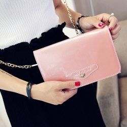 Letter Embossed Patent Leather Crossbody Bag