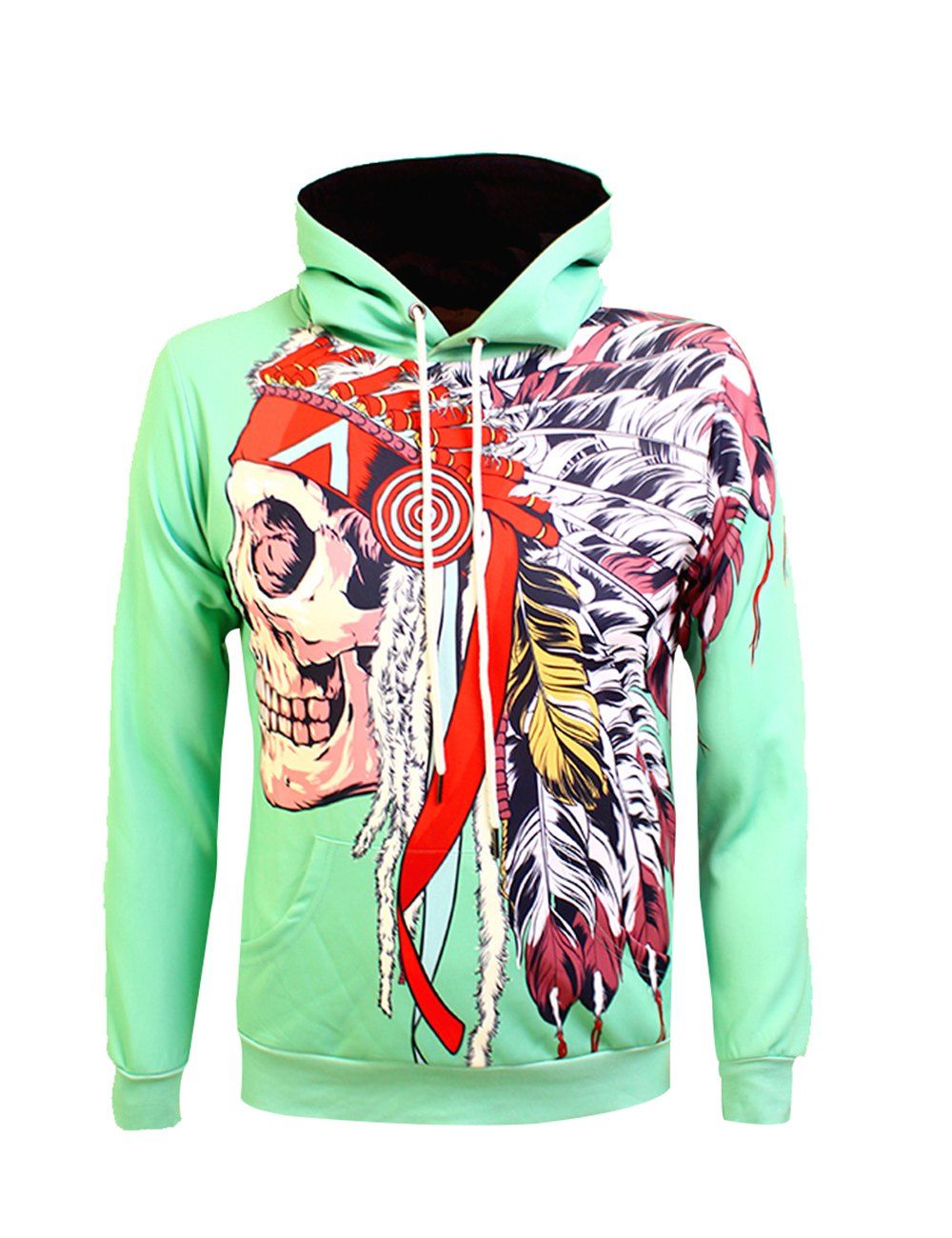 

Kangaroo Pocket Drawstring Eyelet Graphic Hoodie, Green