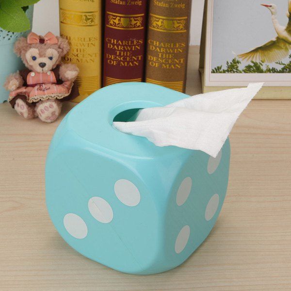 

Household Dice Shape Extractive Tissue Storage Box, Blue