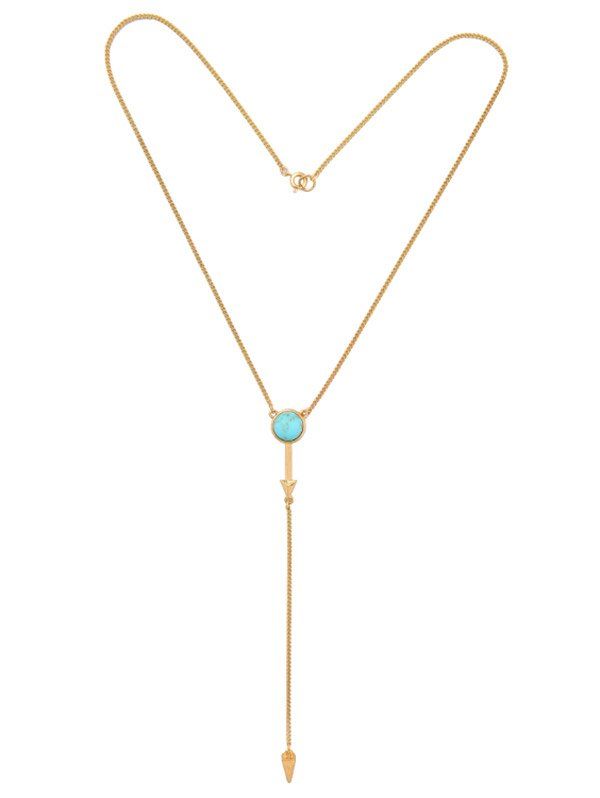 

Faux Turquoise Circle Geometric Pendant Necklace, Golden