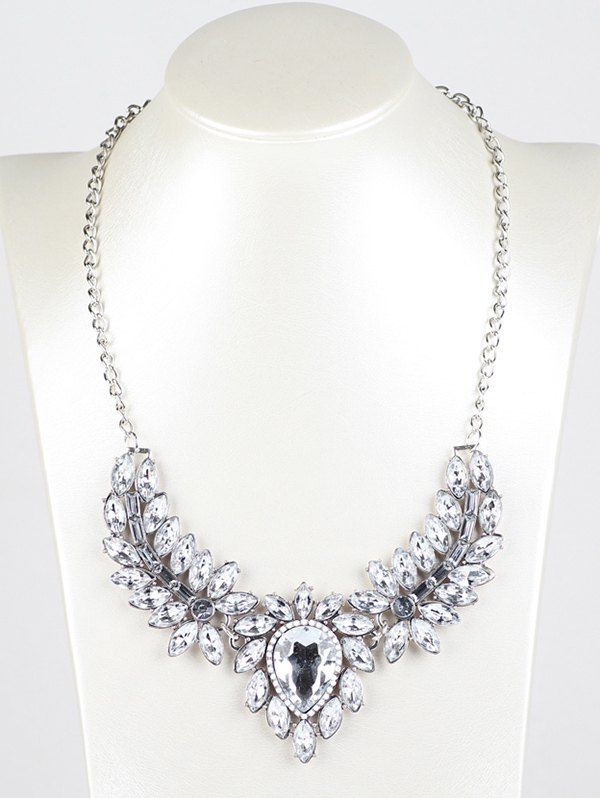 

Faux Crystal Wings Pendant Necklace, White