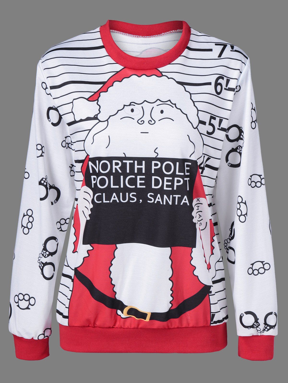 

Graphic Strip Christmas Pullover Sweatshirt, White