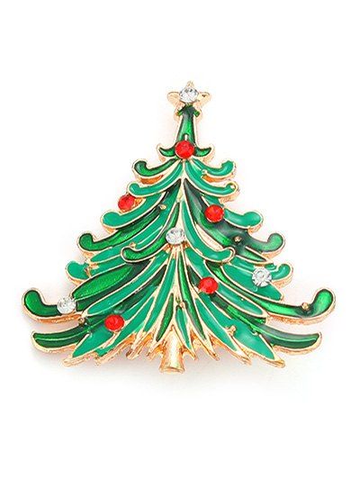 

Rhinestone Pentagram Christmas Tree Brooch, Green