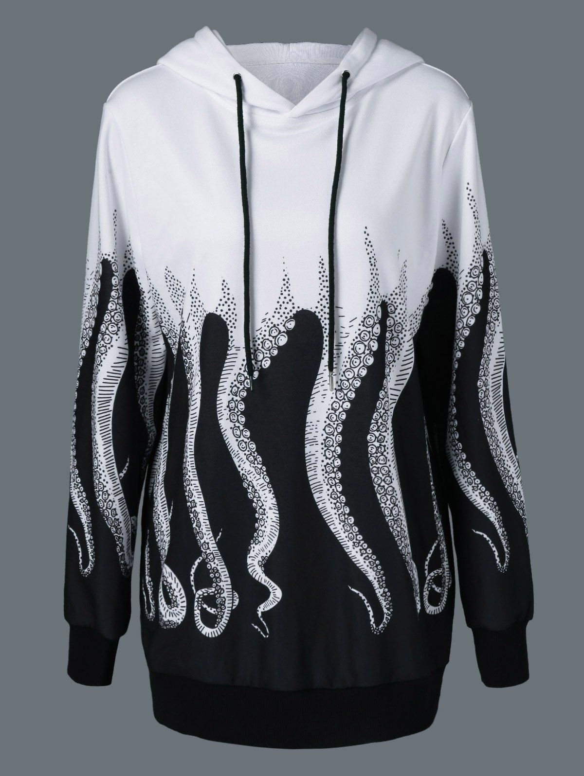 [ 61% OFF ] 2019 Octopus Print Drawstring White Hoodie | Rosegal.com