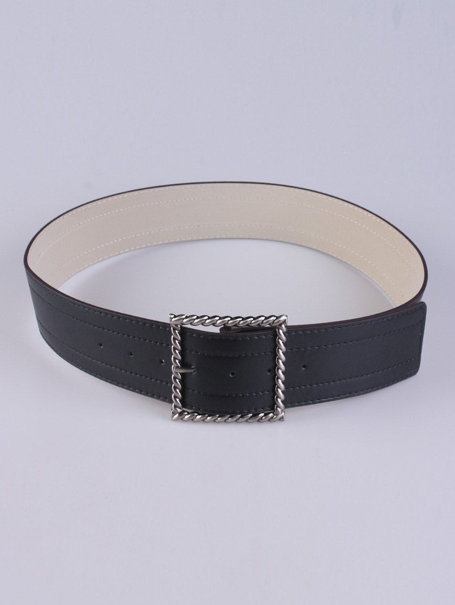 

Coat Wear Hollow Twist Square Pin Buckle Belt, Black