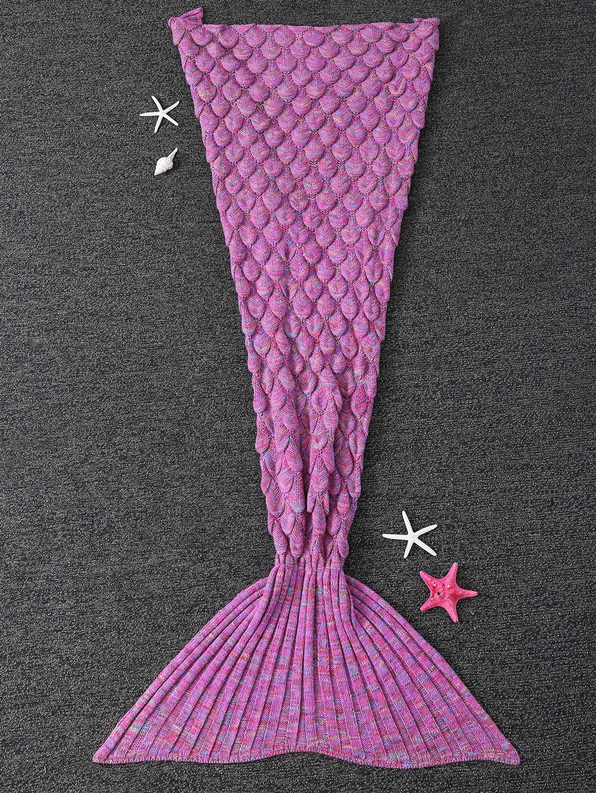 

Soft Fish Scale Design Antipilling Sleeping Bag Wrap Mermaid Blanket, Rose red