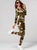 Long Sleeve Camouflage Print Jumpsuit -  