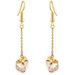 Faux Gem Gold Plated Dangle Earrings -  