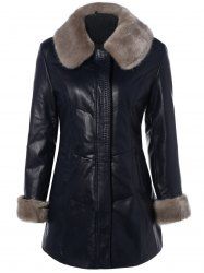 Manteau d'hiver col en fausse fourrure PU