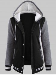 Plus Size Fleece Baseball Jacket with Hood