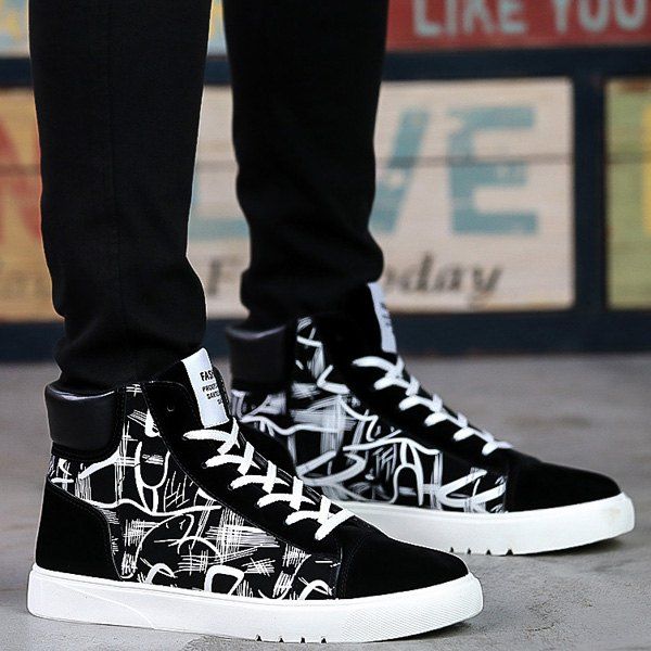 

Splicing Tie Up Colour Block Boots, Black