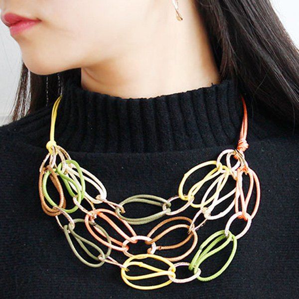 

PU Leather Woven Interlace Necklace Set, Light beige