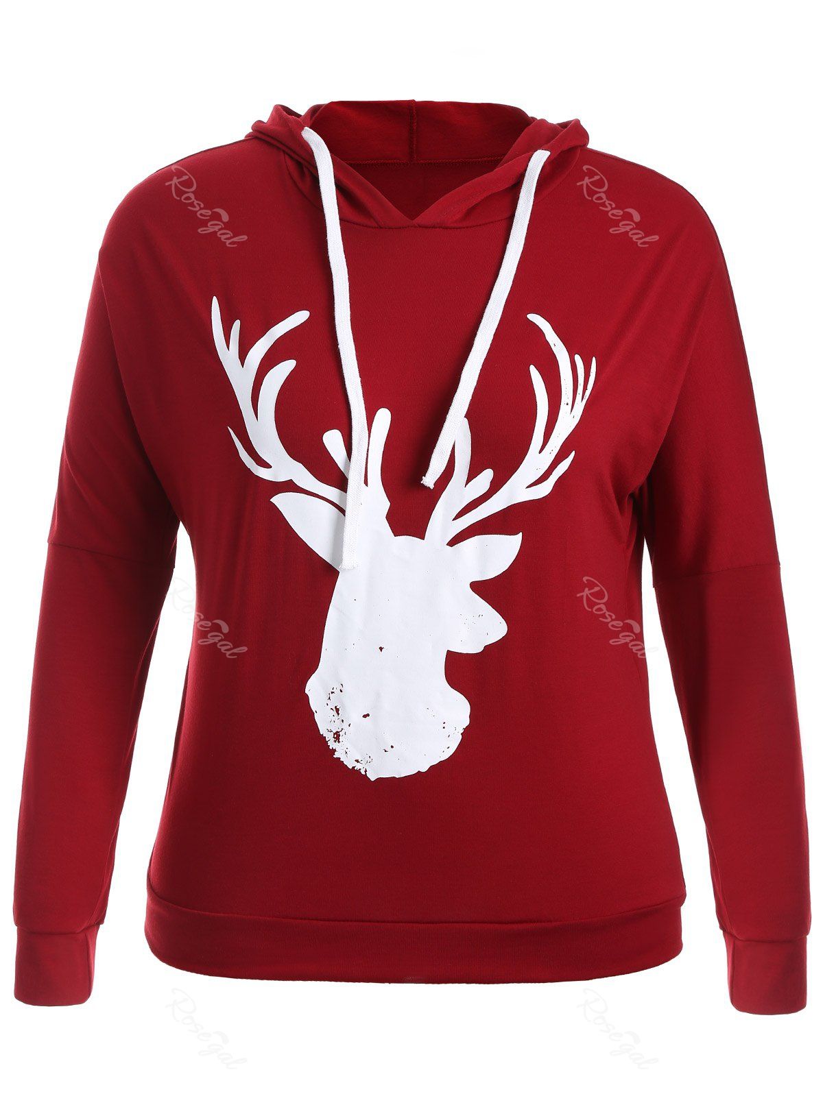 

Fawn Print Christmas Jumper Hoodie, Wine red