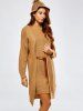 High Neck Belted Sweater Dress and Collarless Cardigan -  