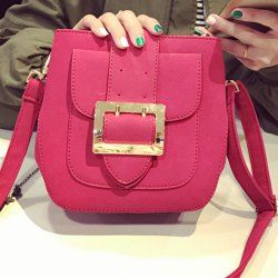 PU Leather Buckle Magnetic Closure Crossbody Bag