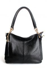 Leather Double Tassels Shoulder Bag