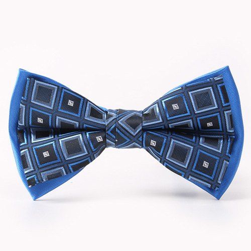

Tartan Pattern Double-Deck Bow Tie, Blue