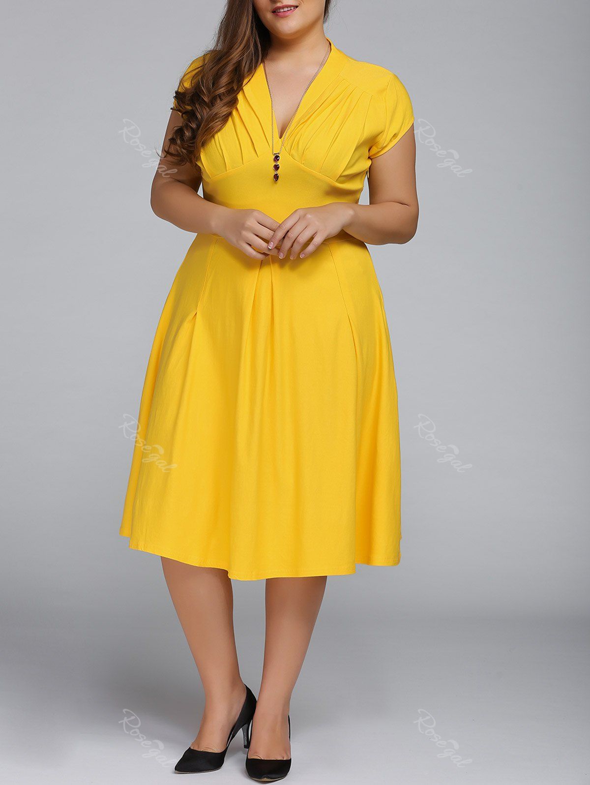 yellow plus size ball gown