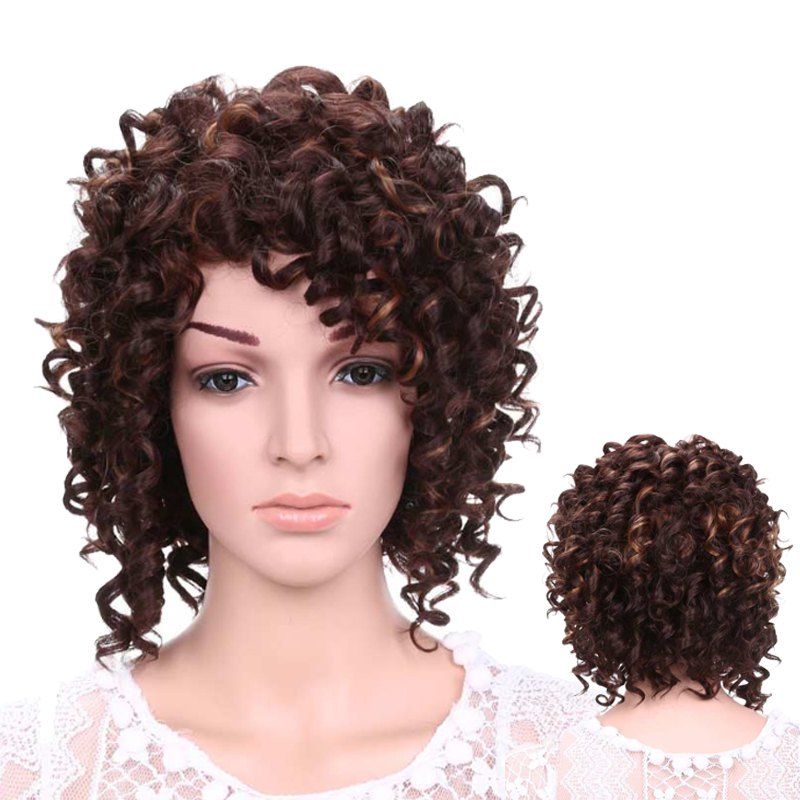 Off Short Fluffy Afro Curly Side Bang Synthetic Wig Rosegal