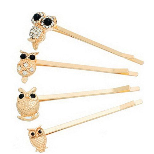 

4 Pcs Alloy Owl Hair Accessory, Golden