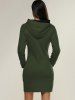 Tight Short Long Sleeve Long Hoodie Mini Dress -  