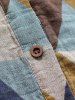 Buttoned Long Sleeve Geometric Smock Checked Shirt Dress -  