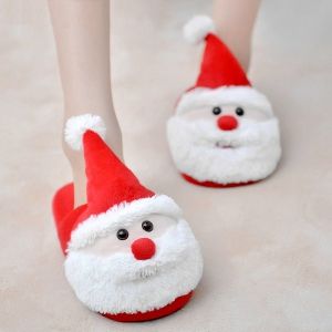 Cartoon Flocking Christmas Slippers