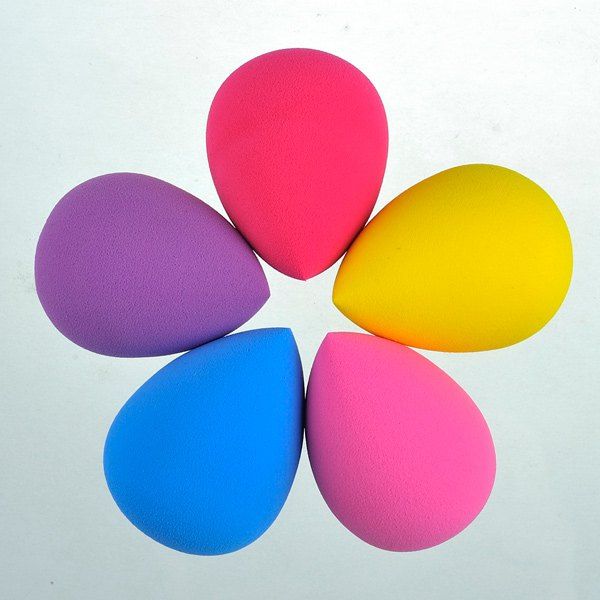 

5 Pcs Teardrop Water Swellable Makeup Sponge, Colormix