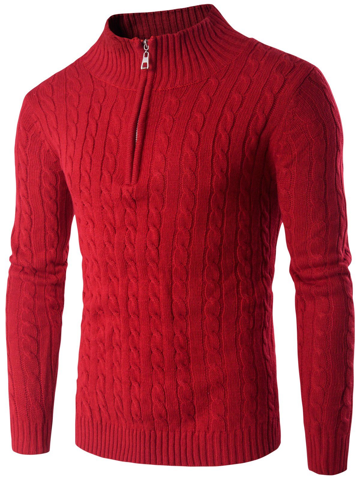 [39% OFF] Stand Collar Half Zip Up Twist Sweater | Rosegal