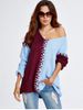 Color Block Loose Sweater -  