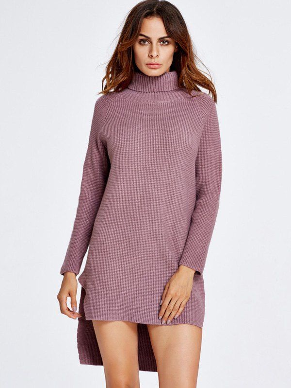 [47% OFF] Asymmetrical Turtleneck Jumper Dress | Rosegal