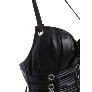 black leather lace up corset