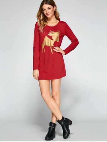 Christmas Glitter Reindeer Pattern Dress