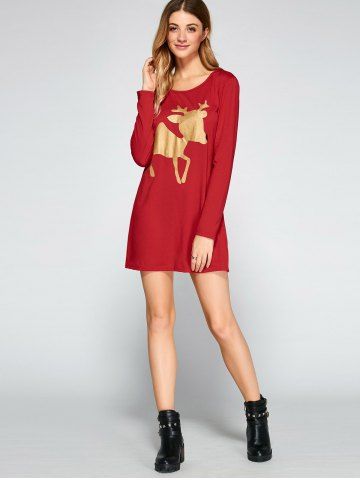 Christmas Glitter Reindeer Pattern Dress