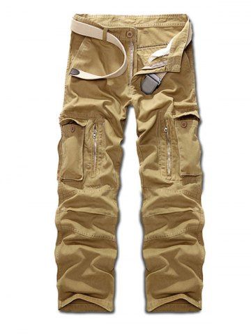 [24% OFF] Multi Pockets Zippered Cargo Pants | Rosegal