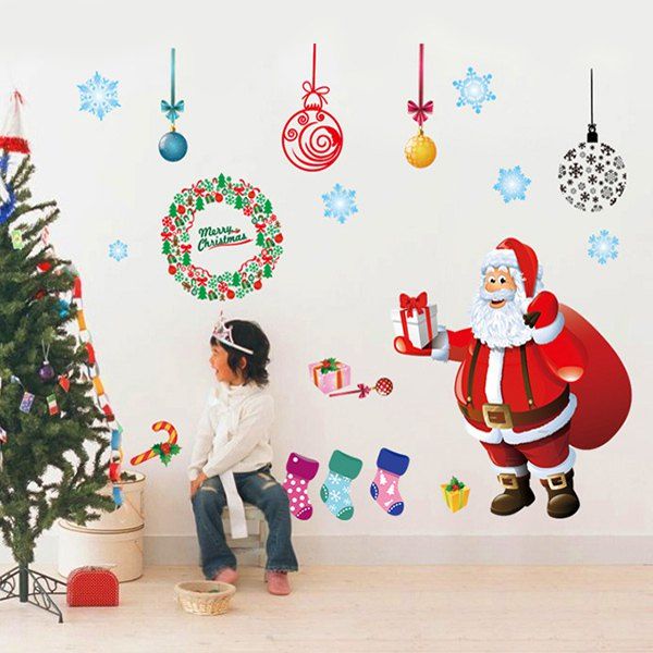 

Showcase Merry Christmas Santa Claus Removable Wall Stickers, Colorful