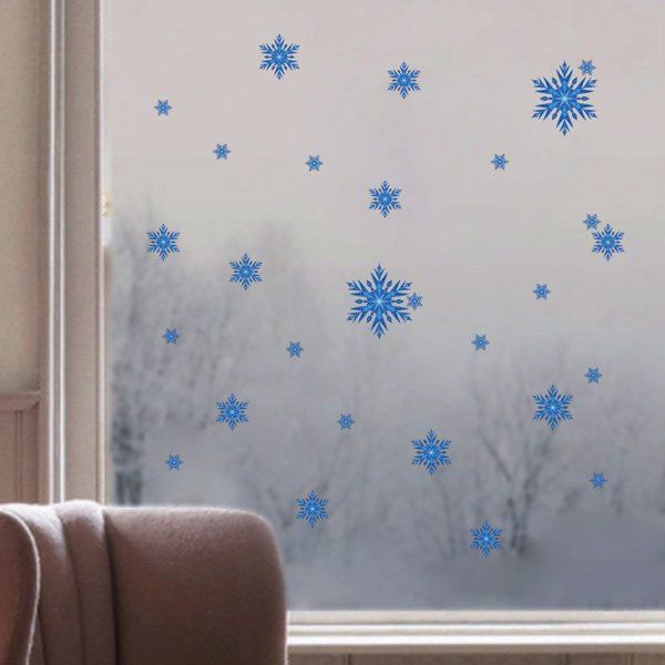 

Merry Christmas Snowflake Showcase Decor Wall Stickers, Blue