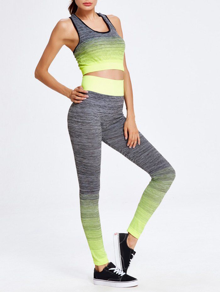 

Sport Ombre Crop Tank Top+Pants, Yellow