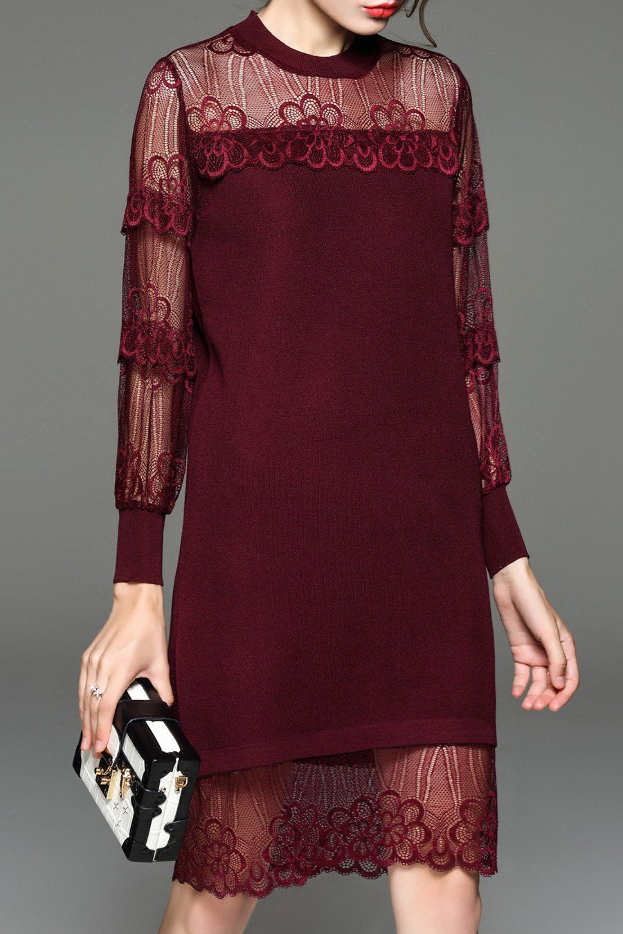 Long Sleeve Red Holiday Dress
