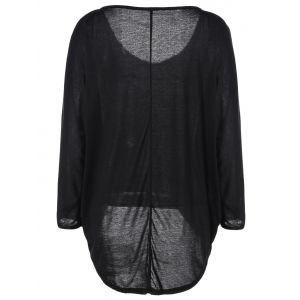 Black 2xl High Low Plus Size Plain T-shirt | RoseGal.com